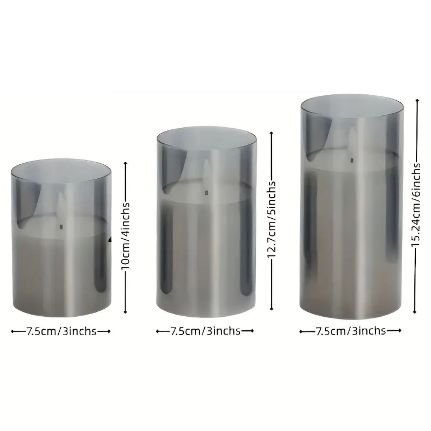 Bougies LED avec télécommande verre noir éclairage d’ambiance set minuterie intérieur moderne salon chambre décoration effet flamme réaliste | Restfield