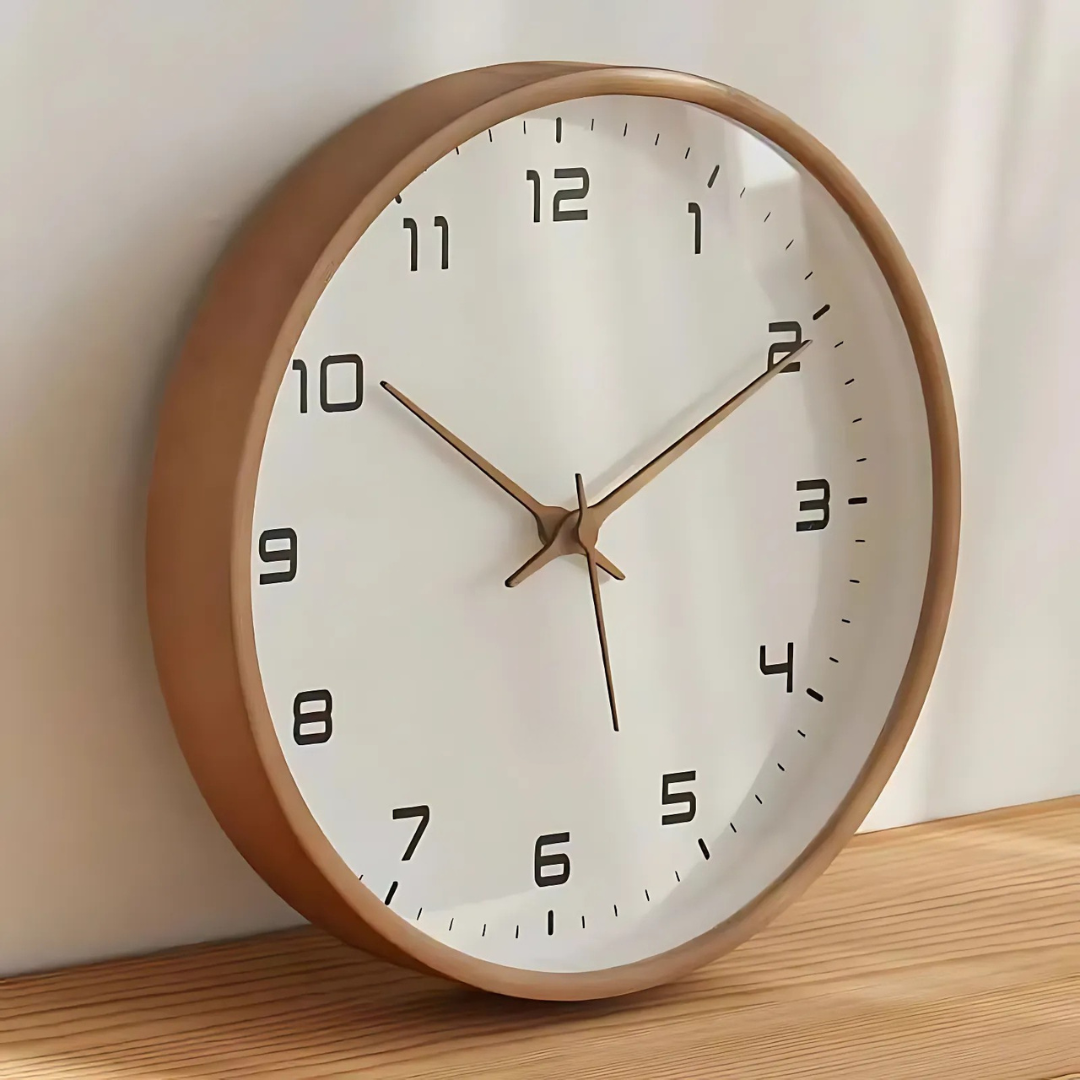 Houten Wandklok Stil Uurwerk Scandinavisch Design Ø25 cm Ø30 cm Natuurlijke Houtlook Geruisloos Kwartsuurwerk Woonkamer Slaapkamer | Sansoti