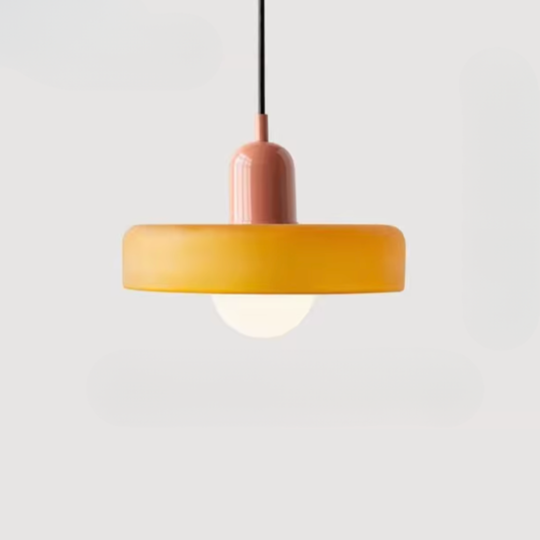 Glazen Hanglamp met Dubbele Kleurkap – Moderne Bauhaus-Stijl Verlichting voor Woon- en Eetkamer | Sansoti
