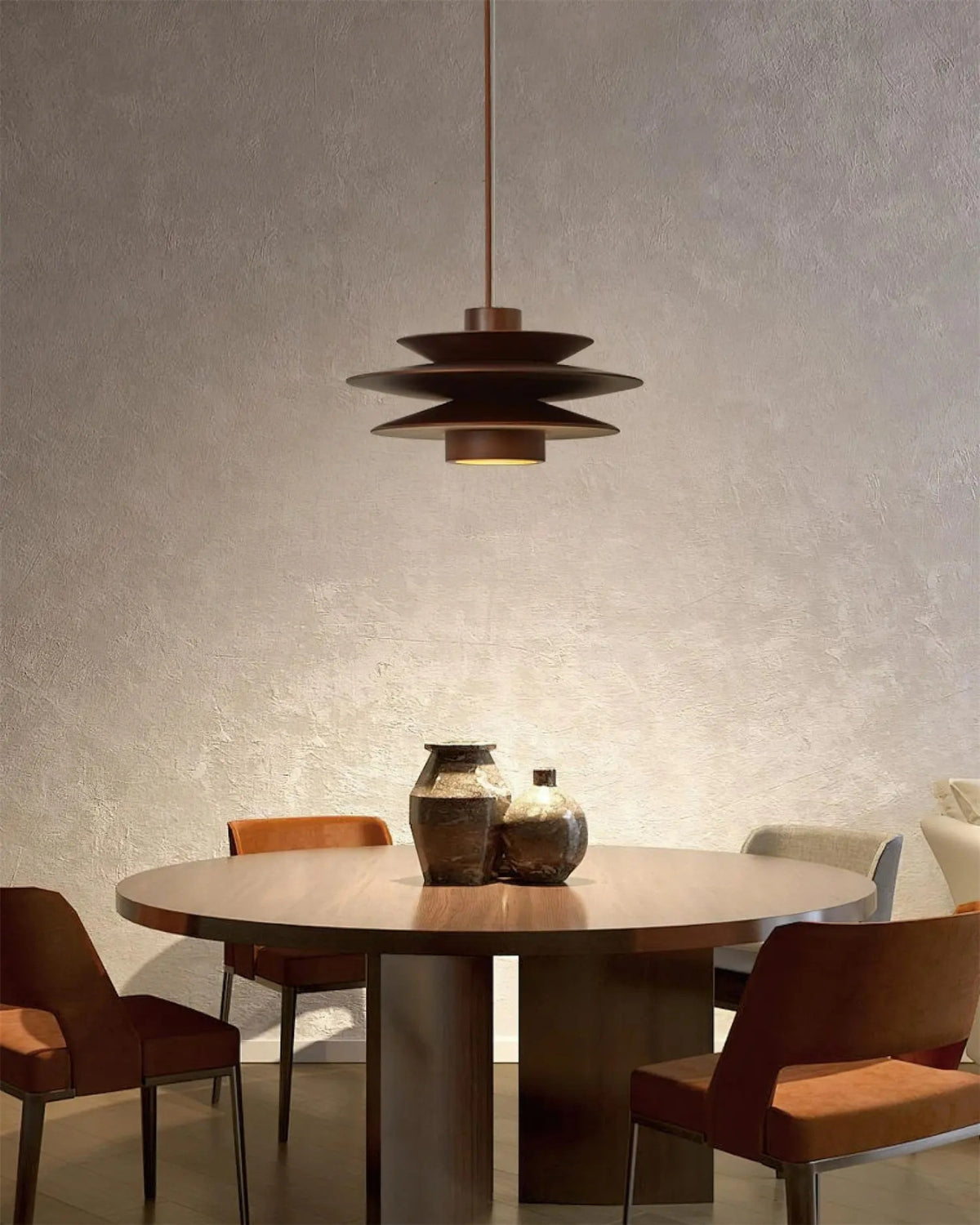 Suspension moderne en noyer avec design superposé – lampe de plafond élégante pour salle à manger et salon avec diffusion de lumière chaleureuse | Restfield