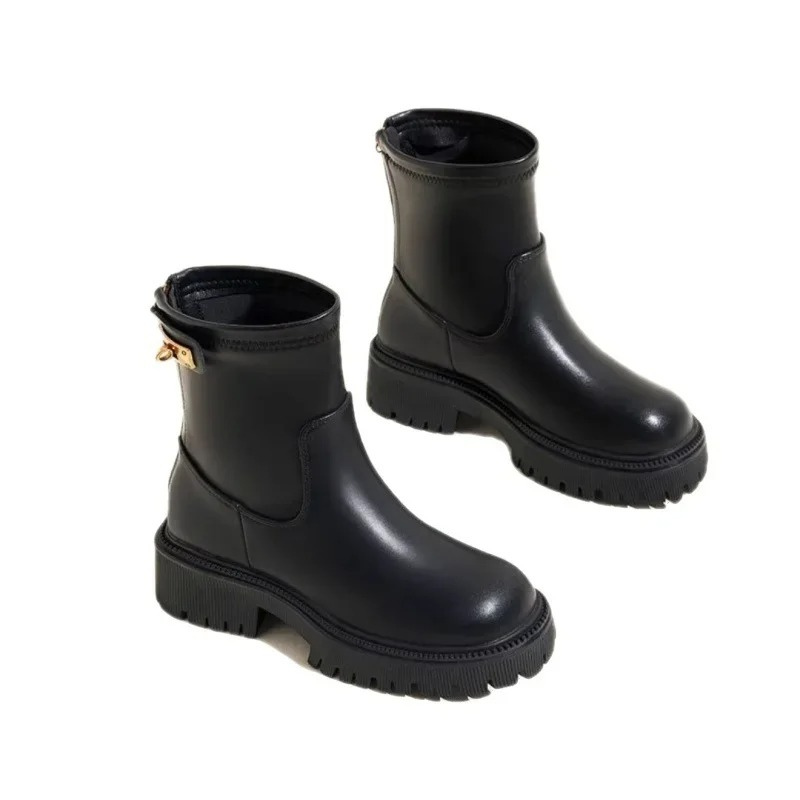 Damen-Stiefeletten aus Leder mit Reißverschluss, hoher Tragekomfort, Streetwear, Winter, Herbst, lässig, schick, modisch, stilvoll | Sansoti