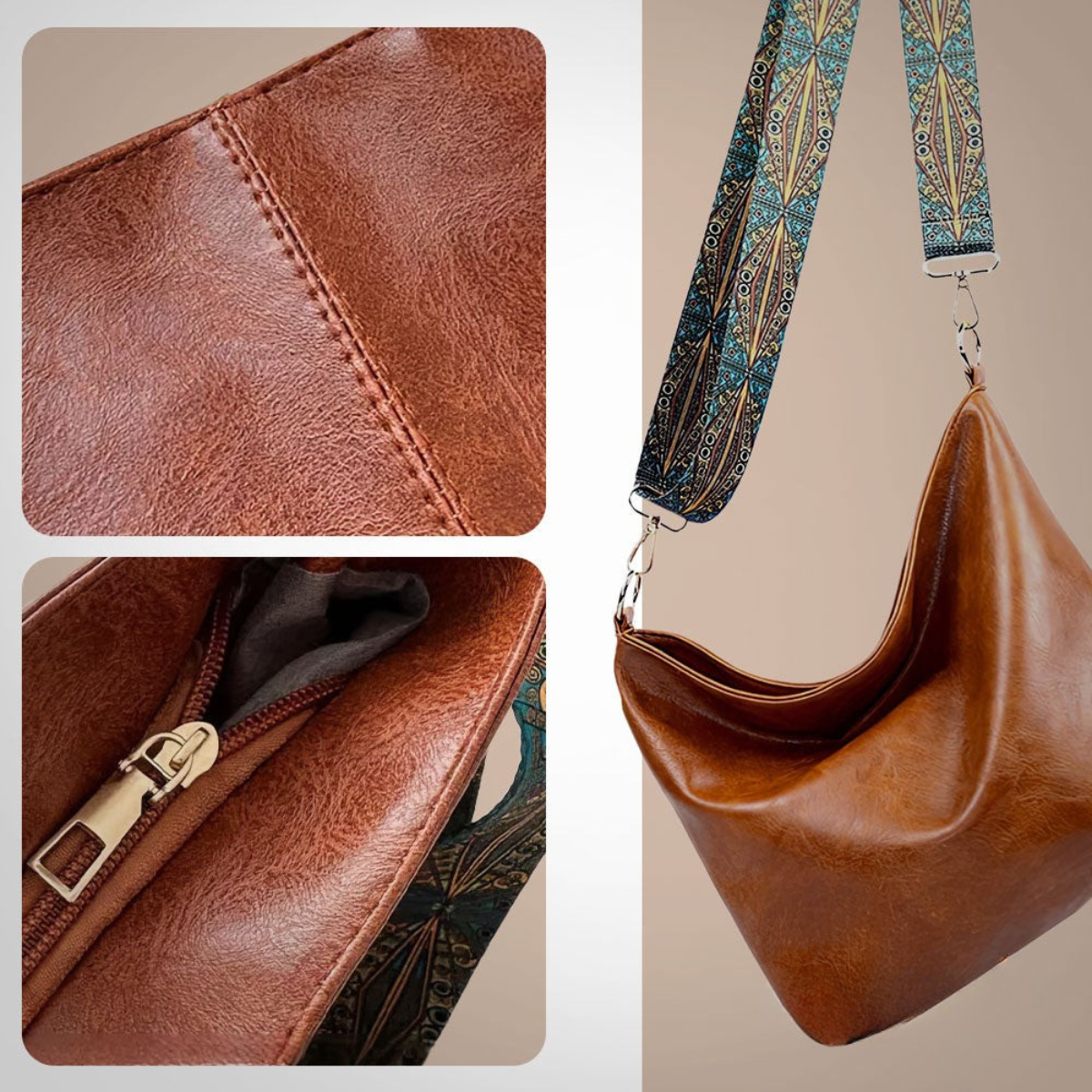 Leren Schoudertas Vintage Stijl Dames Cross-Body Handtas Verstelbare Riem Magnetische Sluiting Casual Chic | Sansoti