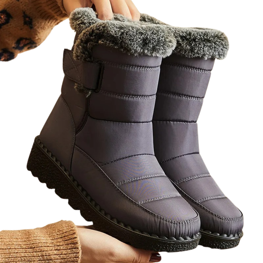 Waterdichte Dames Winterlaarzen met Klittenband Warme Gevoerde Antislip Snowboots Comfortabel Winterschoeisel | Sansoti