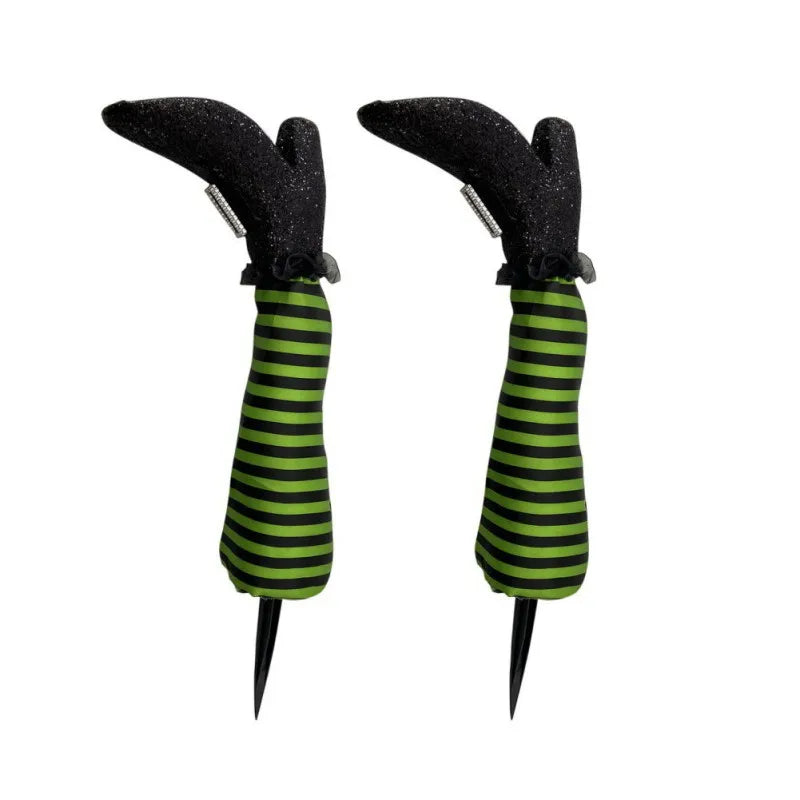 Halloween garden decoration: witch legs with striped stockings and boots for lawn, garden, and party decor | Sansoti