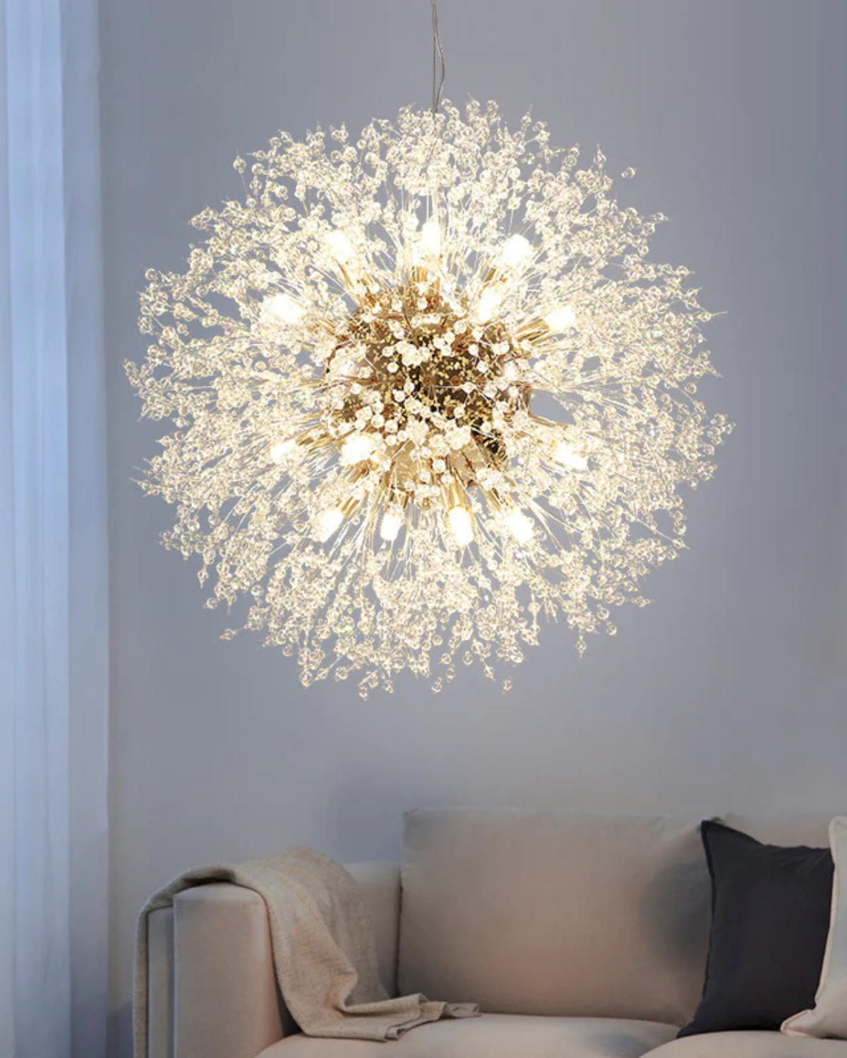 Stervormige Kroonluchter met Metalen Takken Goud Zilver voor Woonkamer Eetkamer Modern Interieur Hanglamp Plafondverlichting 40-60cm | Sansoti