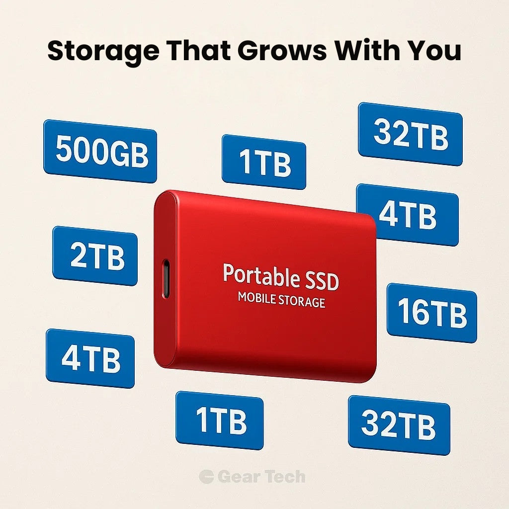 Externe SSD Harde Schijf 500 GB tot 32 TB USB 3.0 Draagbare Opslag Zwart Rood Blauw | Sansoti