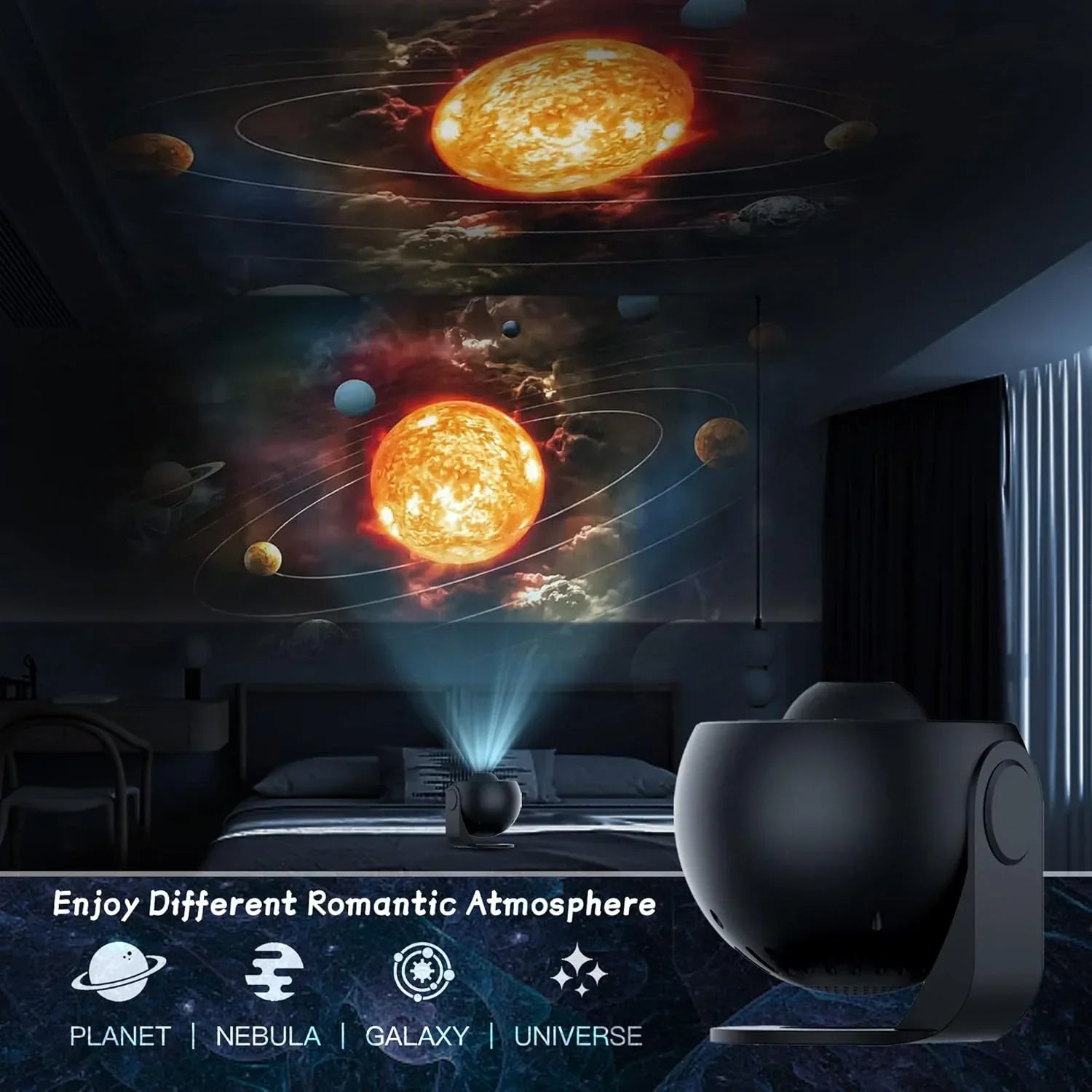 Galaxy Projection Starry Sky Projector with Interchangeable Discs – Space Visualization for Children and Adults | Sansoti