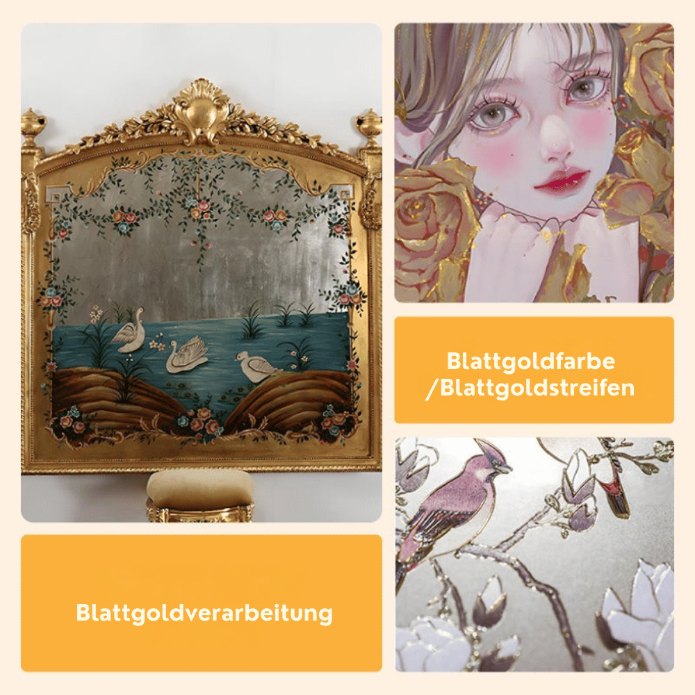 Metallic Bladverf met Penseel – Premium Goud en Zilver Metaaleffect voor Creatieve Projecten – Waterbasis Decoratieverf 200g | Sansoti
