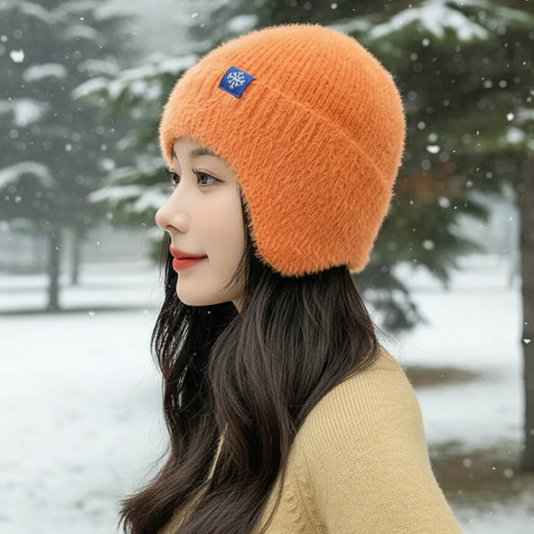 Knitted Women's Winter Hat with Ear Warmers Polyester Solid Bow Headwear Outdoor Winter Warmth Comfort | Sansoti