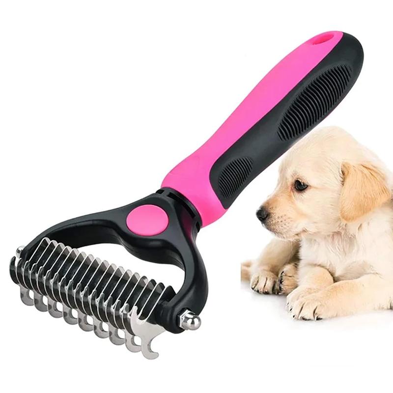 Professionele Vachtborstel voor Honden en Katten - RVS Tanden - Zachte Grip - Ontwarrend Onthaart Massagewerking | Sansoti