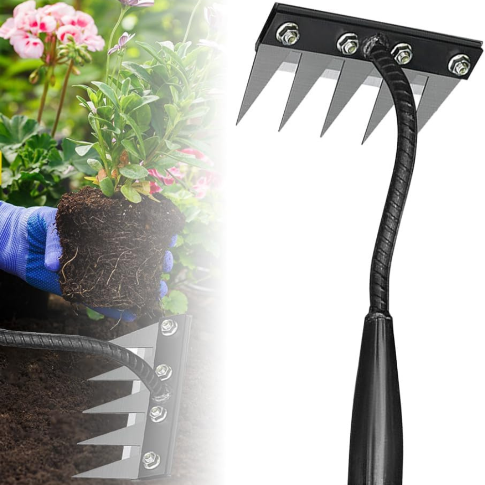 Garden rake for weed removal with robust steel construction | Sansoti