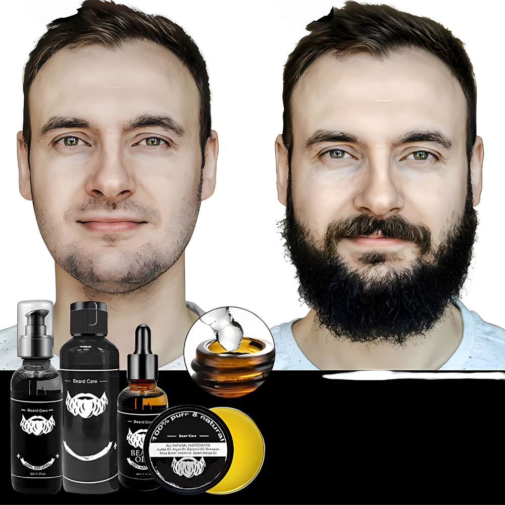 Complete Baardverzorgingsset voor Mannen met Baardborstel, Olie, Conditioner en Dermaroller | Sansoti