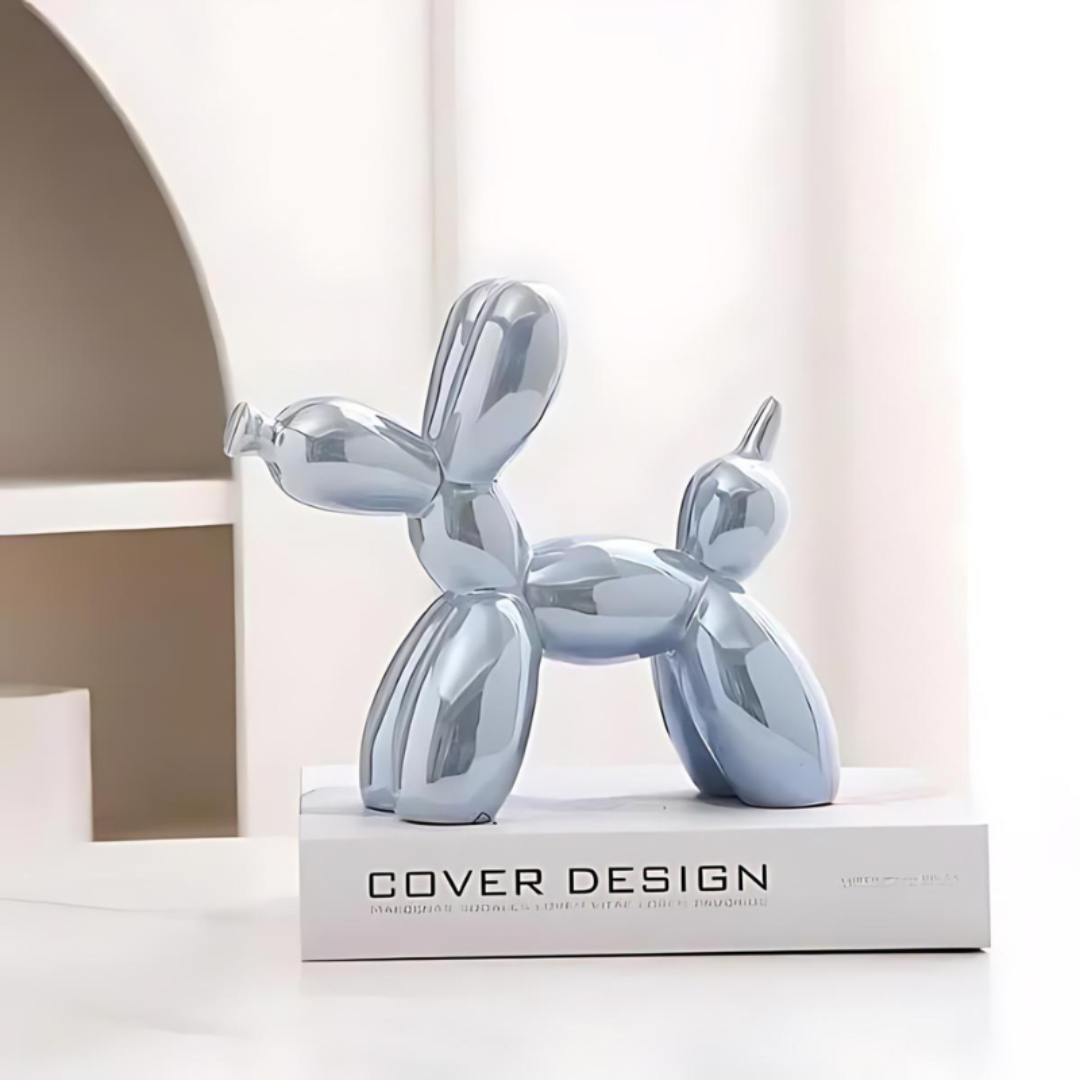 Keramische Ballonhund-Skulptur 18×22cm, skandinavisches Design, dekoratives Kunstobjekt für Wohnzimmer und modernes Interieur | Sansoti