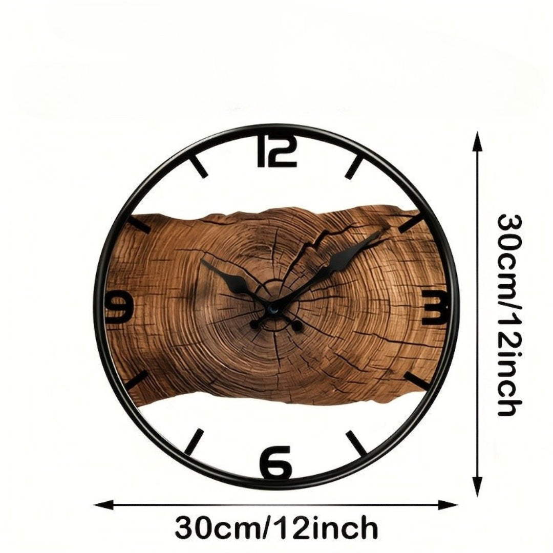 Ronde Wandklok met Uitgesneden Houtdesign Stil Uurwerk Scandinavisch Interieur Woonkamer Slaapkamer Decoratie | Sansoti