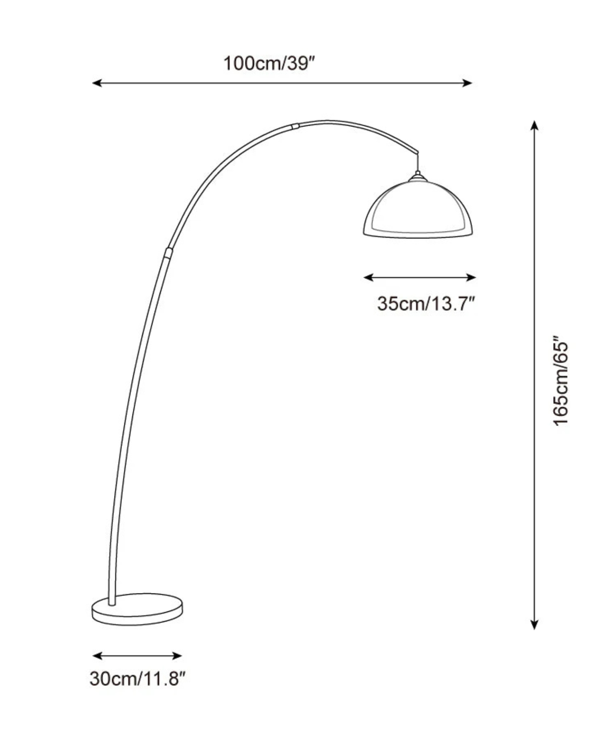 Bogen-Stehlampe aus Metall mit verstellbarem Arm, bernsteinfarbenem Kuppelschirm, Leselampe, Wohnzimmer, Walnuss, Mid-Century Modern | Sansoti