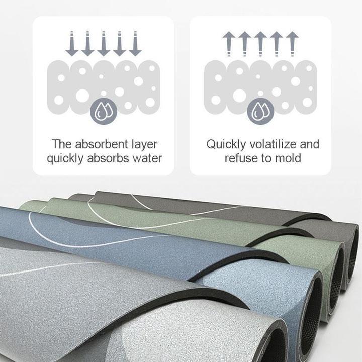 Sneldrogende Badmat met Hoge Absorptiekracht Grijs Beige Blauw Groen Ovaal Rechthoekig Microvezelbadmat voor Douche en Bad Badkamertextiel | Sansoti