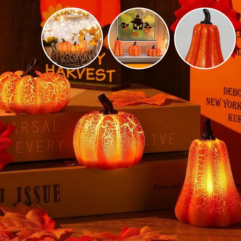 Halloween-Kürbis-Dekolampe LED Orangefarbenes Leuchten Stimmungsbeleuchtung Batterie Gruselig Innenbereich Außenbereich Garten | Sansoti