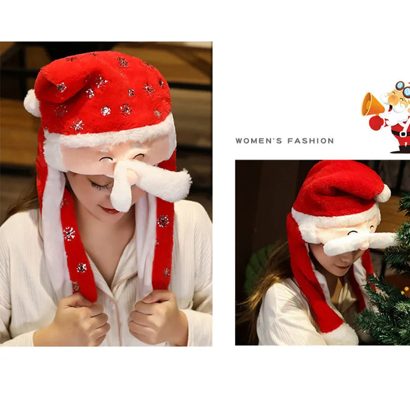 Plush Christmas Hat Reindeer Snowman Santa Festive Winter Accessory Adults Christmas Party Decoration | Sansoti