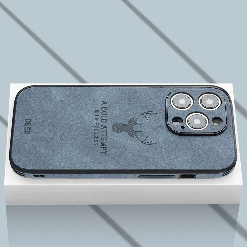 Luxe Wildleren iPhone Hoes Zwart Bruin Donkergroen Lichtblauw Beschermhoes met Shockabsorptie Camerabescherming | Sansoti