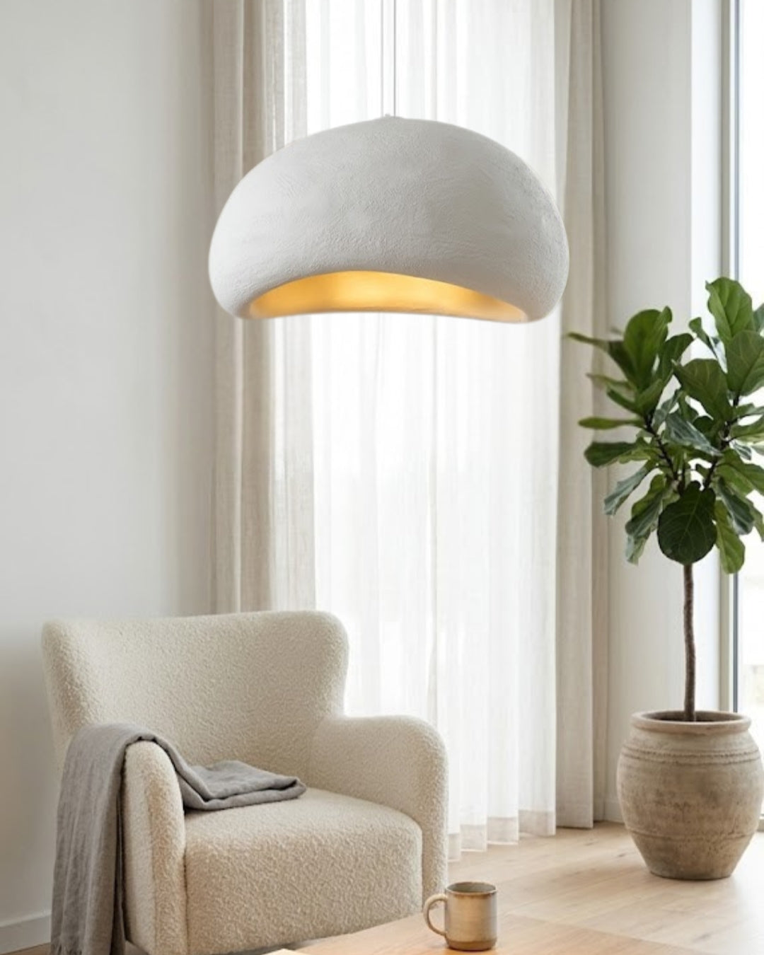 Wabi Sabi Polymeeren Hanglamp – Organische Textuur Scandinavische Lichtdesign voor Woonkamer Eetkamer | Sansoti