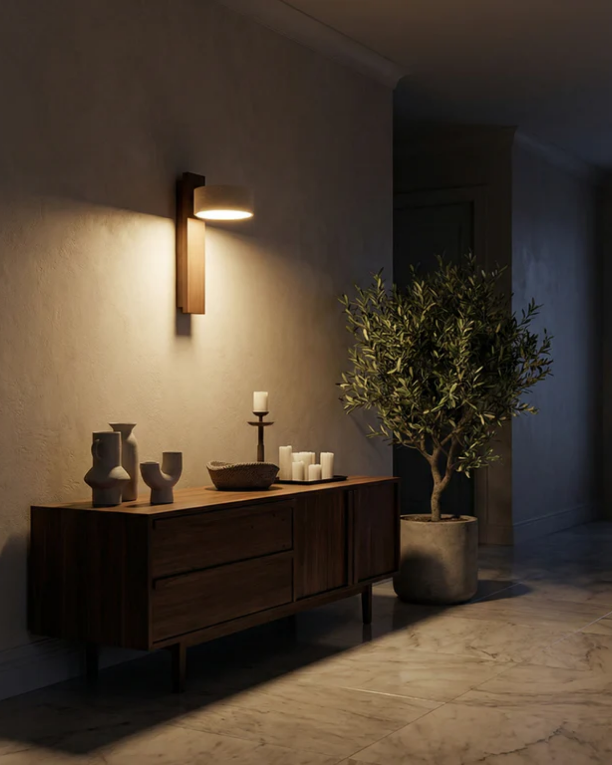 Travertijn Wandlamp Natuursteen Warm Licht voor Woonkamer Slaapkamer Gang Scandinavische Stijl Sfeerverlichting Premium Wandverlichting Tijdloos Design | Sansoti