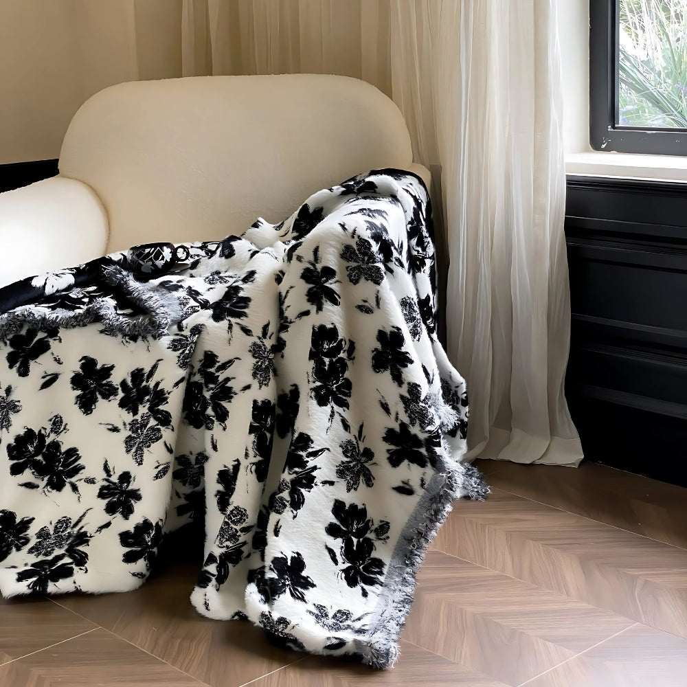 Jacquard Throw with Oriental Design 140x160 cm Soft Knitted Pattern Warm Blanket Nylon Polyester Living Room | Sansoti