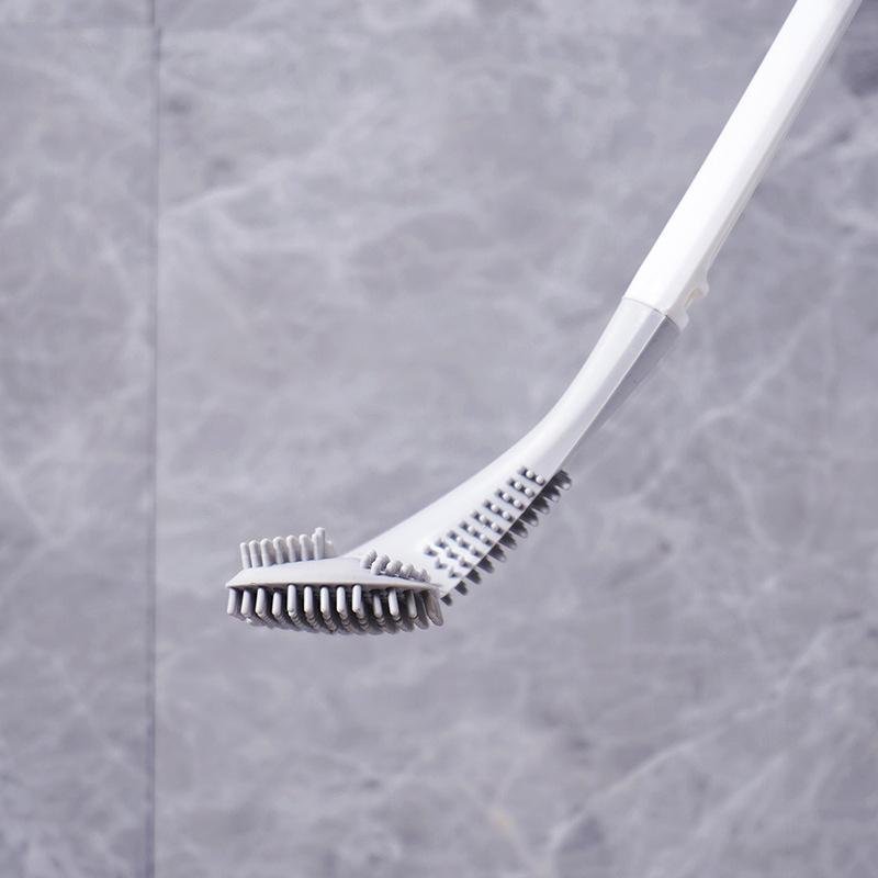 Dreieckige Toilettenbürste mit selbstklebender Wandhalterung TPR-Borsten Kompakte WC-Reinigung für das Badezimmer | Sansoti