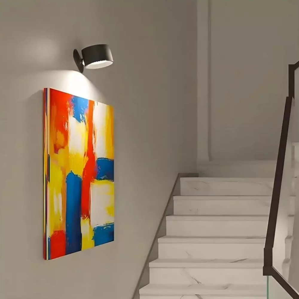 Applique murale magnétique rechargeable sans fil avec télécommande, pivotante à 360°, LED cylindrique à intensité variable, éclairage d’ambiance | Sansoti