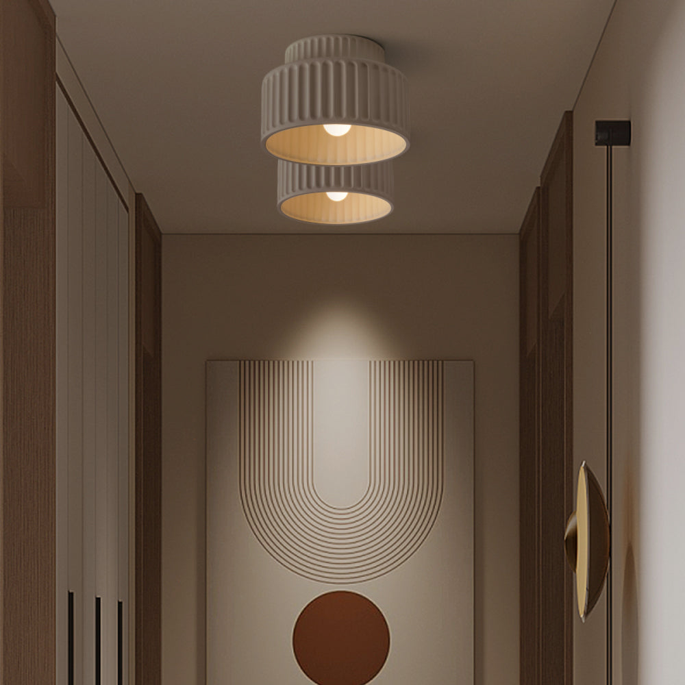 Deckenleuchte Gerippt Resin E27 Weiß Kompakt Modernes Interieur Wohnzimmer Küche Schlafzimmer Retro Design Deckenlampe | Restfield