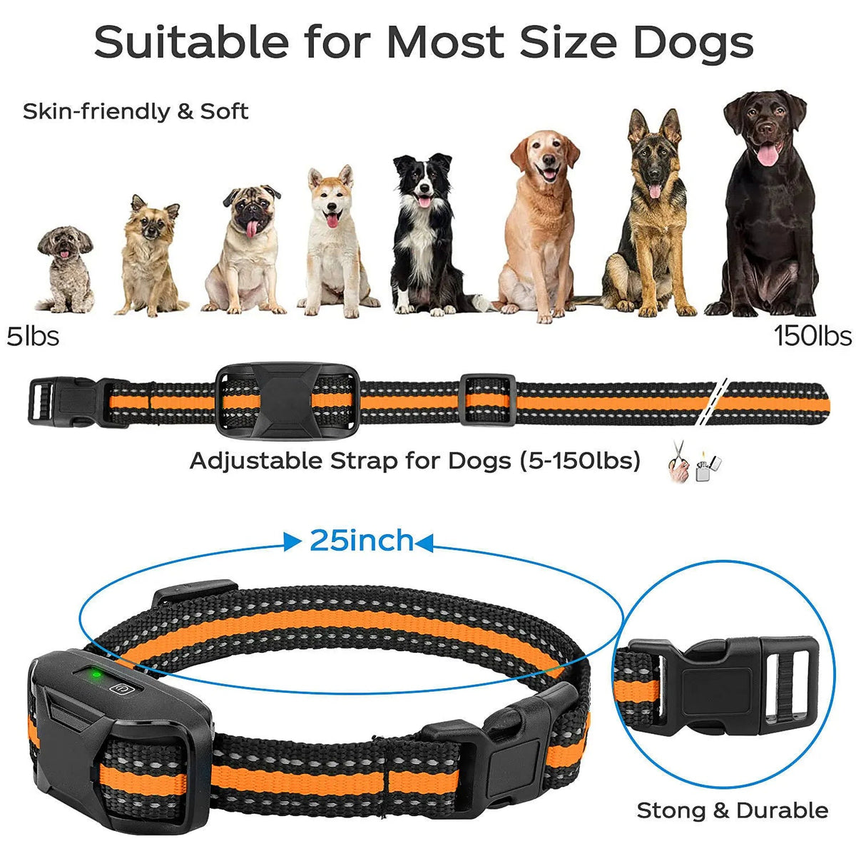 Collier de dressage électronique pour chiens avec télécommande, portée de 1000m, étanche, 3 modes de dressage | Sansoti