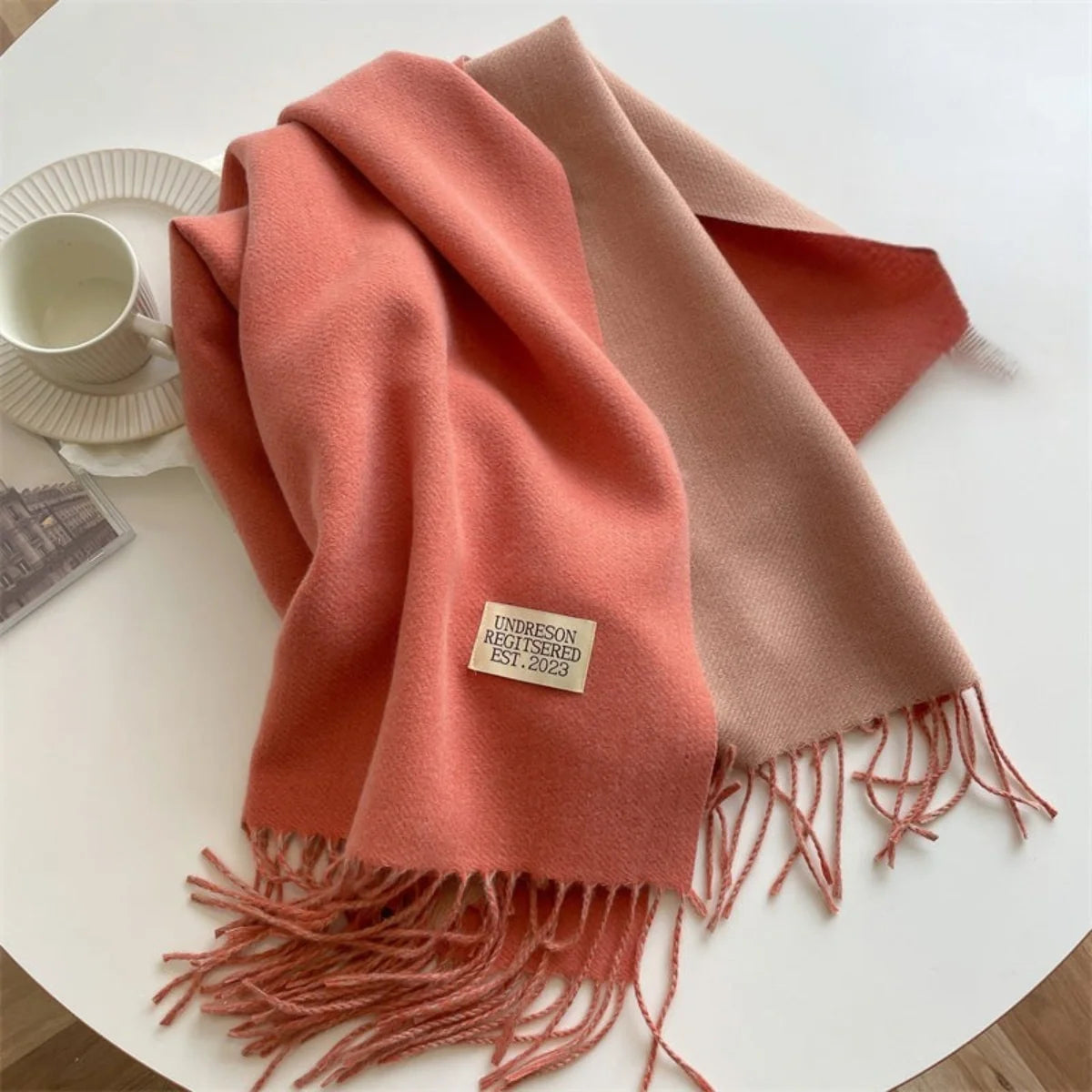 Étole réversible en laine pashmina à franges pour femme, écharpe d’hiver chaude, châle doux et élégant | Sansoti