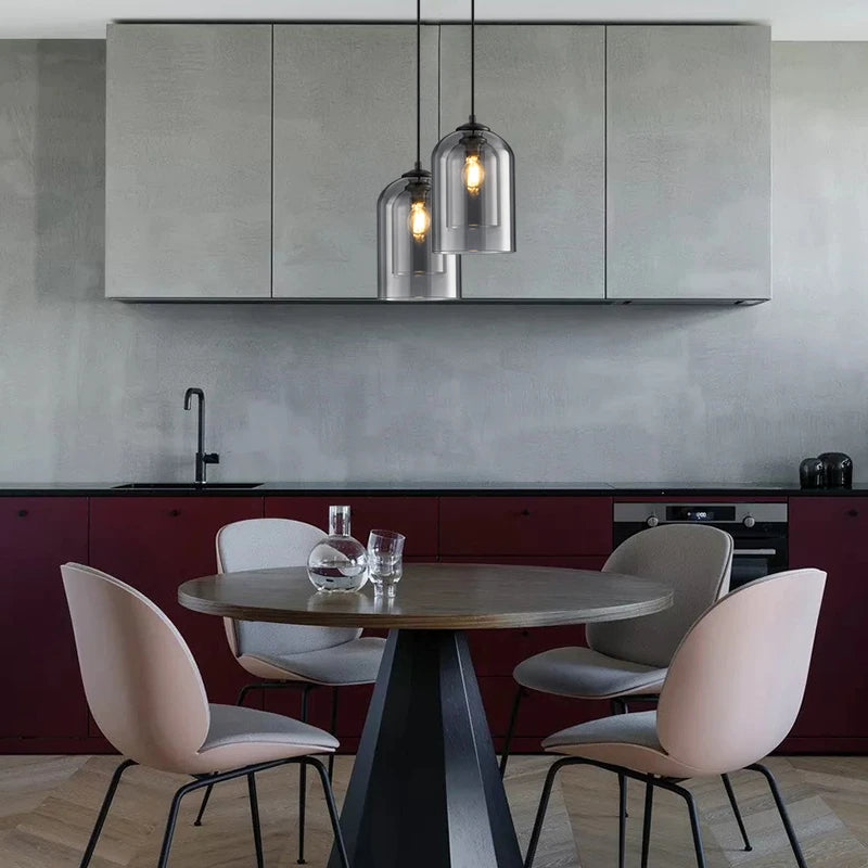 Dubbele Glazen Hanglamp Transparant Glas Nordic Design Scandinavisch Keukeneiland Eetkamer Woonkamer Modern Verlichtingsarmatuur Plafondverlichting E26/E27 Verstelbare Kabels Elegante Verlichting | Sansoti