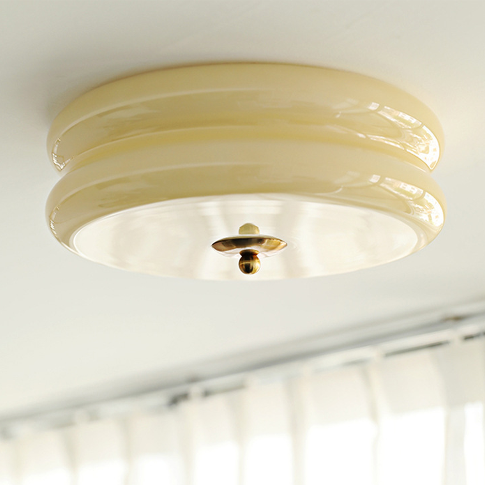 LED Deckenleuchte Glas Metall Creme 13 cm Schlafzimmer Wohnzimmer Art Deco Deckenbeleuchtung Rund Warmes Licht Neutrales Licht Weißes Licht | Restfield