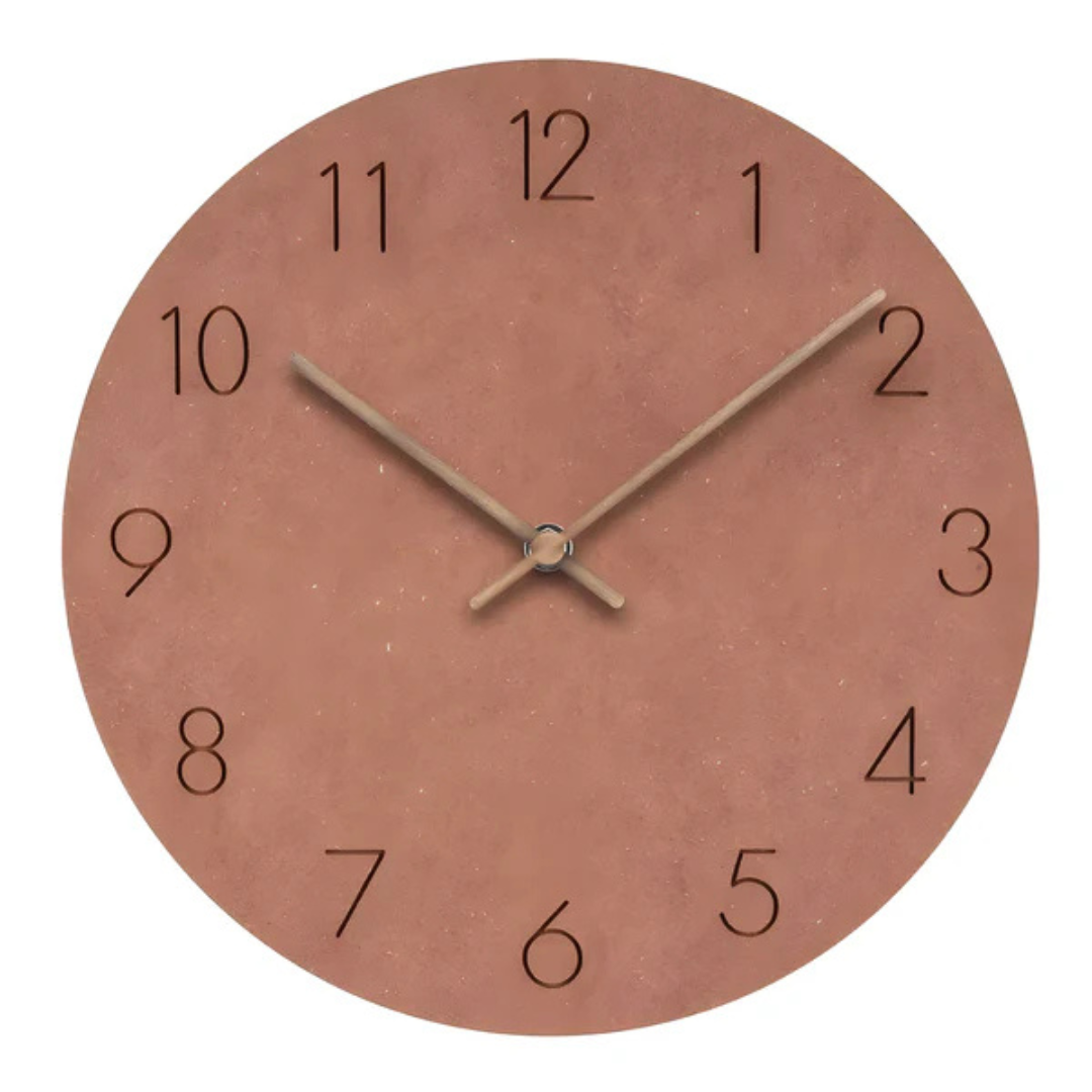 Round Wooden Wall Clock 29cm Silent Movement Scandinavian Design Living Room Bedroom Office Décor | Sansoti