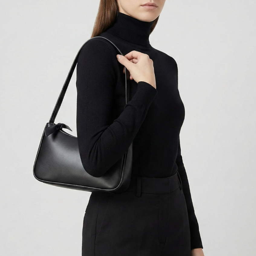 Kompakte Schultertasche in Baguette-Form aus PU-Leder, Damen-Crossbody-Handtasche, stilvoll, für den täglichen Gebrauch, elegant | Sansoti