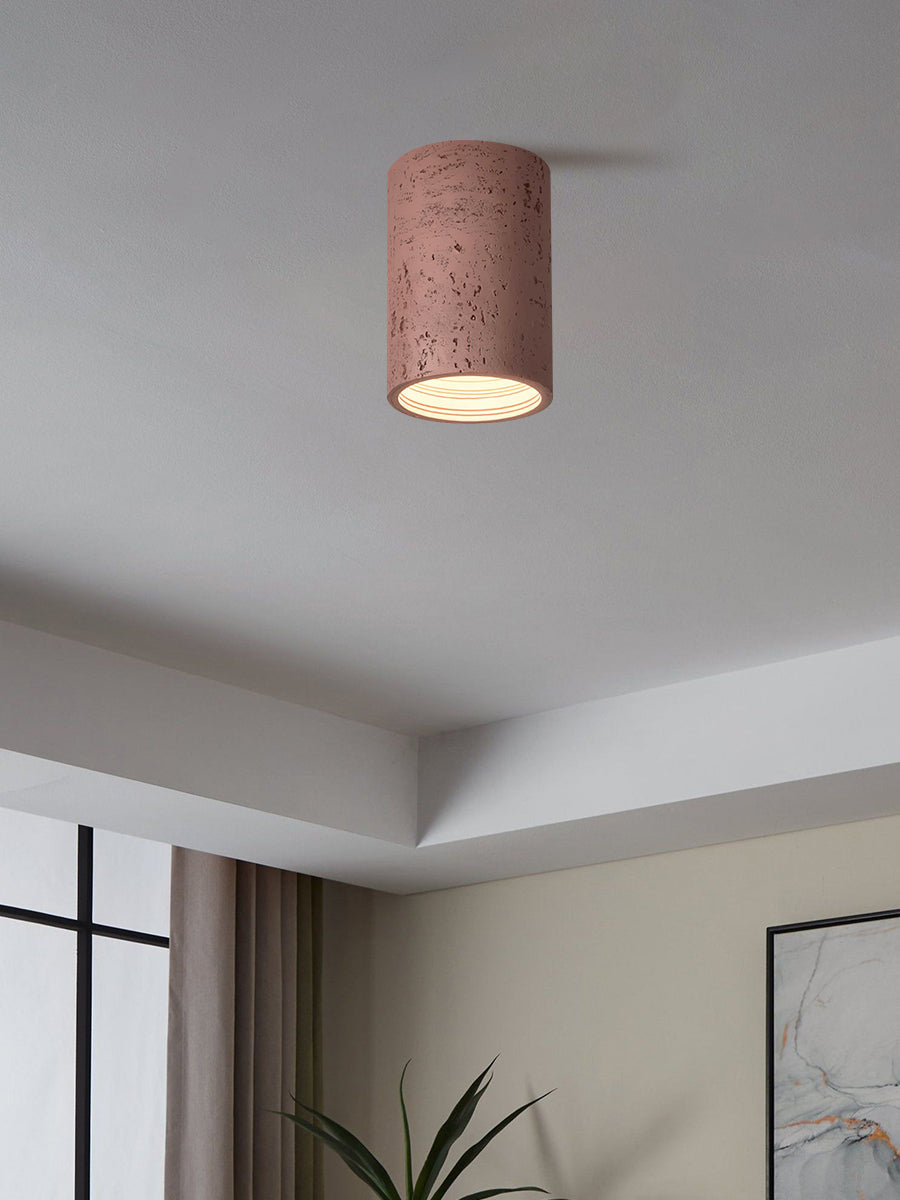 Cilindrische plafondlamp van travertijn – LED verlichting voor moderne interieurs | Sansoti