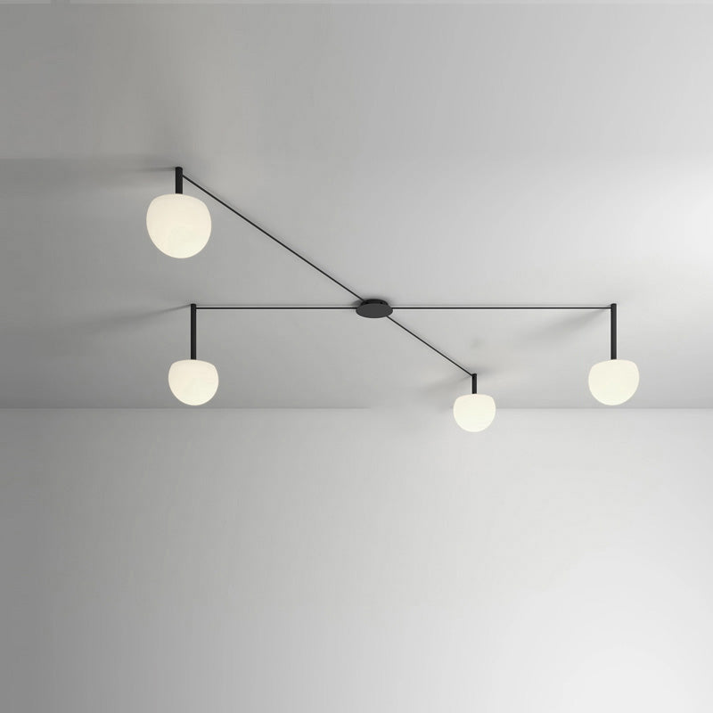 Plafondlamp Glazen Bollen Verstelbaar Metaal Wit Woonkamer Slaapkamer Modern | Sansoti