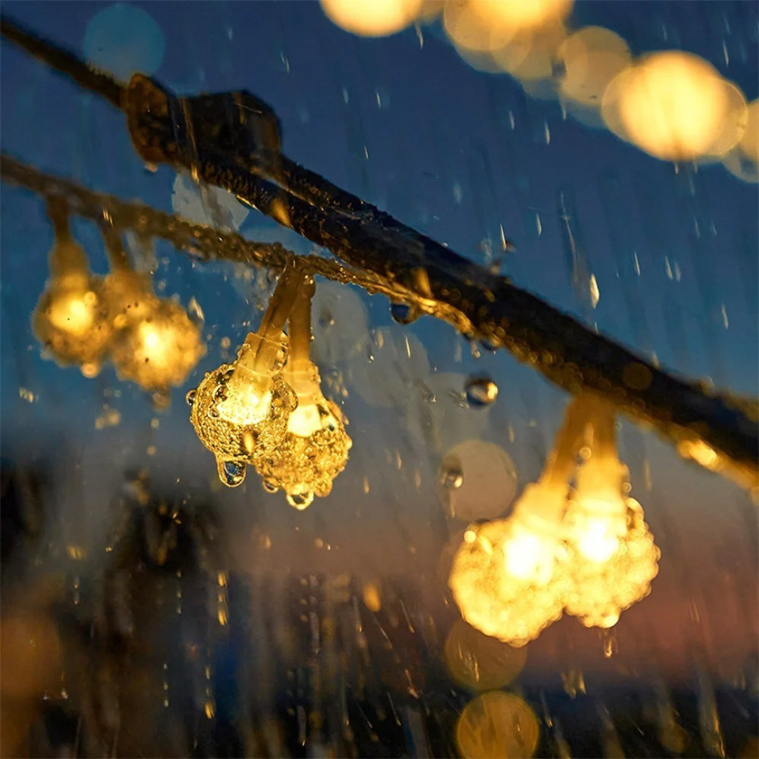 Solar LED Lichtsnoer 10 Meter Warm Wit Waterbestendig Buiten Tuin Camping Terras Feestverlichting Sfeerverlichting | Sansoti