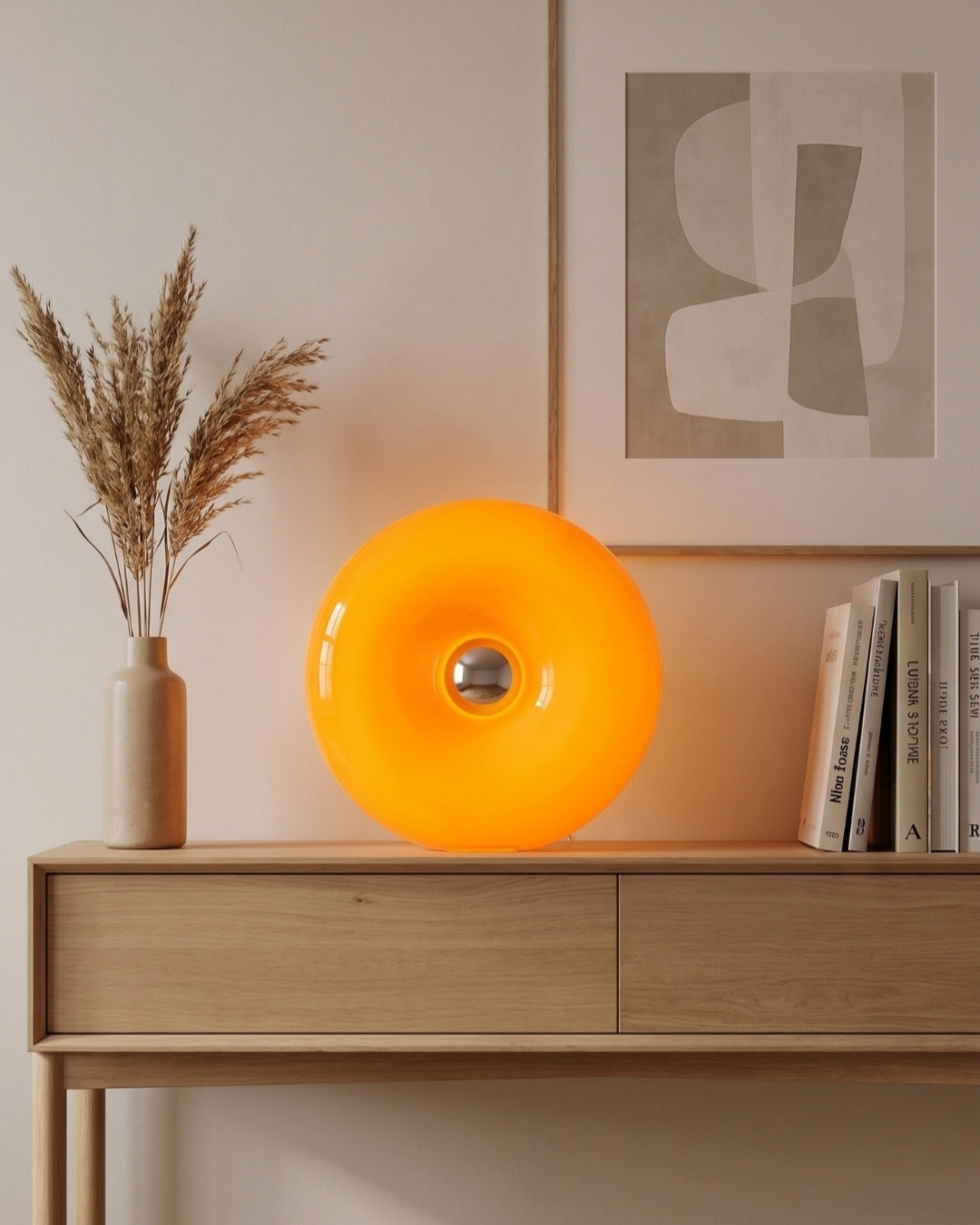 NARA Sculptural Donut Lamp met 3 Kleurtemperaturen – Dimbare Glazen Tafellamp Bauhaus Design Touch Control Wandmonteerbaar Ambient Lighting | Sansoti