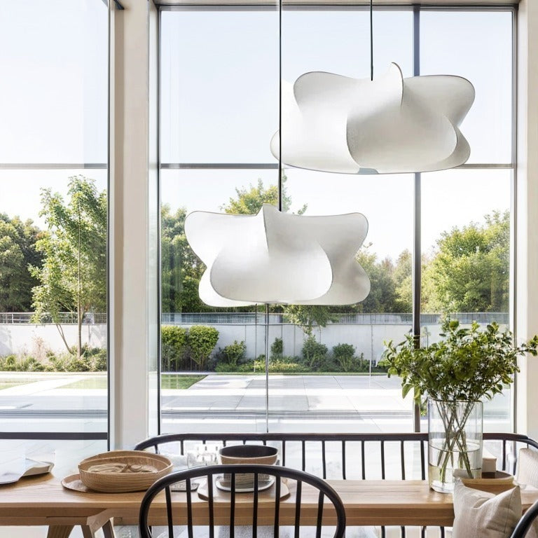 Silk Pendant Lamp – Japanese Style – Light Pink or White – Warm White Light – Living Room & Bedroom – Modern Pendant Lighting with Natural Look | Sansoti