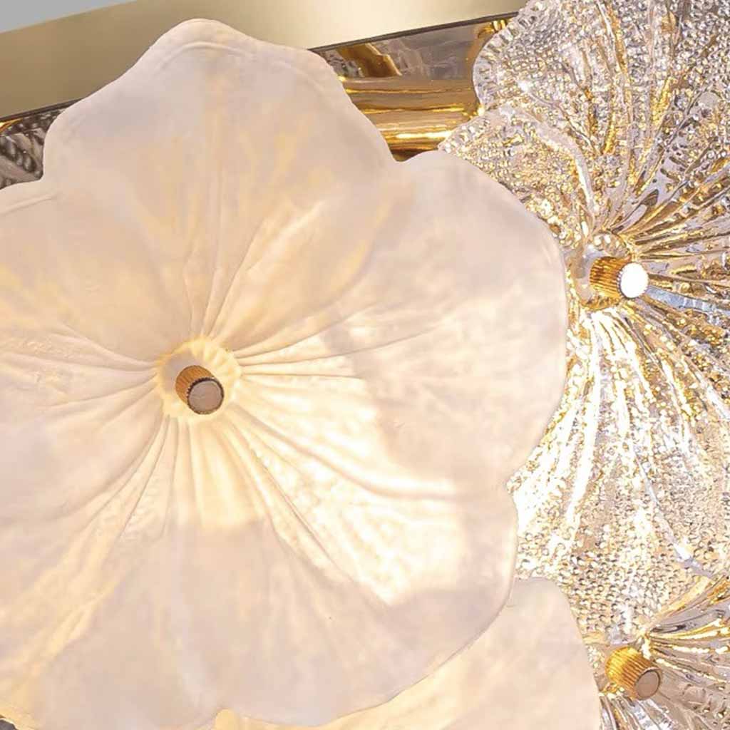 Plafonnier en verre en forme de fleur, rond, avec éclairage LED pour chambre et salon, design scandinave, éclairage d’ambiance | Sansoti