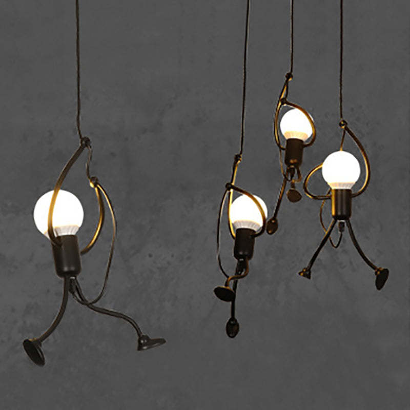 Suspension en métal en forme de figure LED E27 noir blanc design moderne éclairage intérieur salon salle à manger chambre | Sansoti