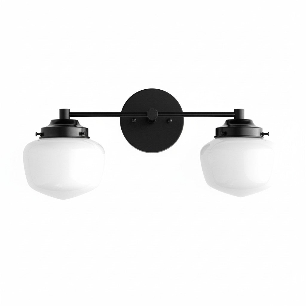 Globe Wandlamp Klassieke Badkamer Schoolhouse Verlichting Mat Opaal Glas voor Spiegel en Wastafel | Sansoti