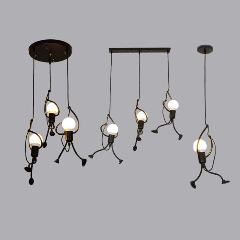 Suspension en métal en forme de figure LED E27 noir blanc design moderne éclairage intérieur salon salle à manger chambre | Sansoti