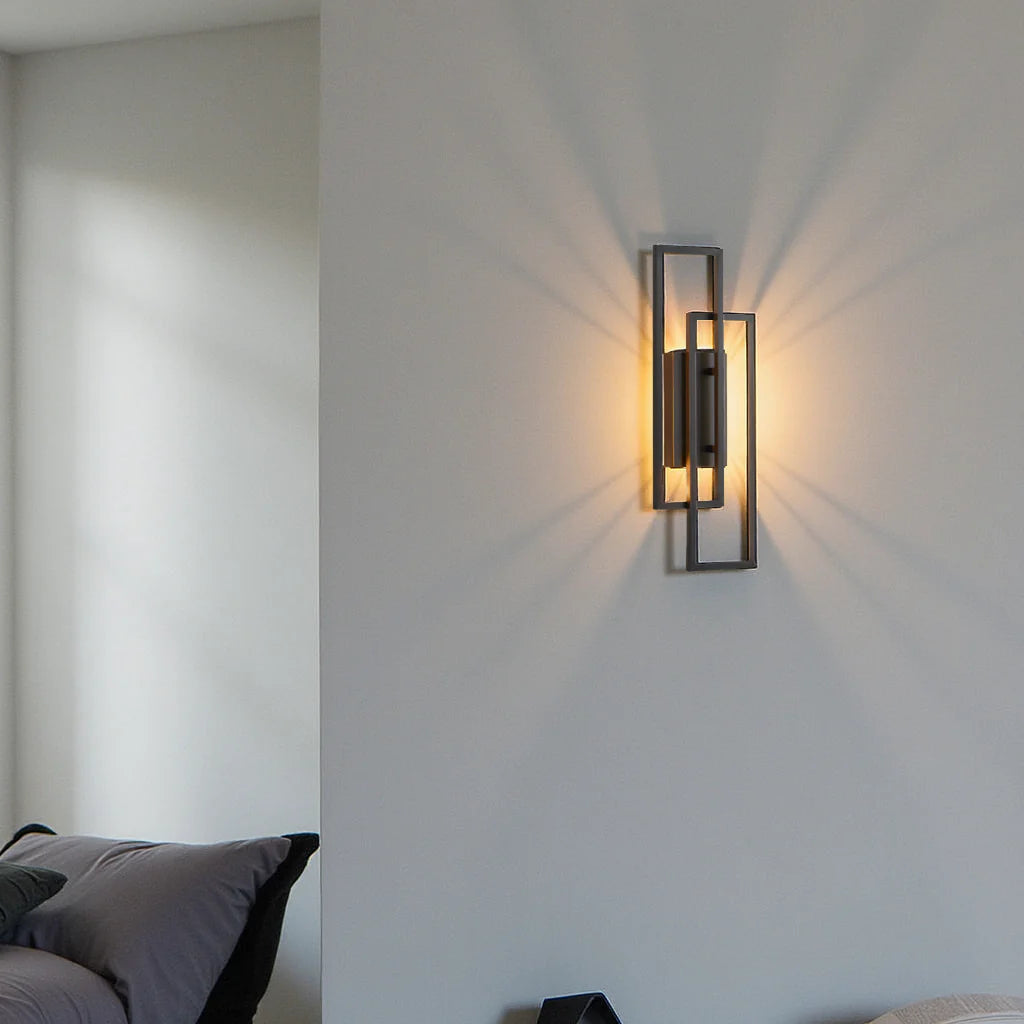 Wandlampe LED Rechteckig Geometrisch Aluminium Schwarz Warmweiß 3000K Flur Schlafzimmer Modern | Restfield