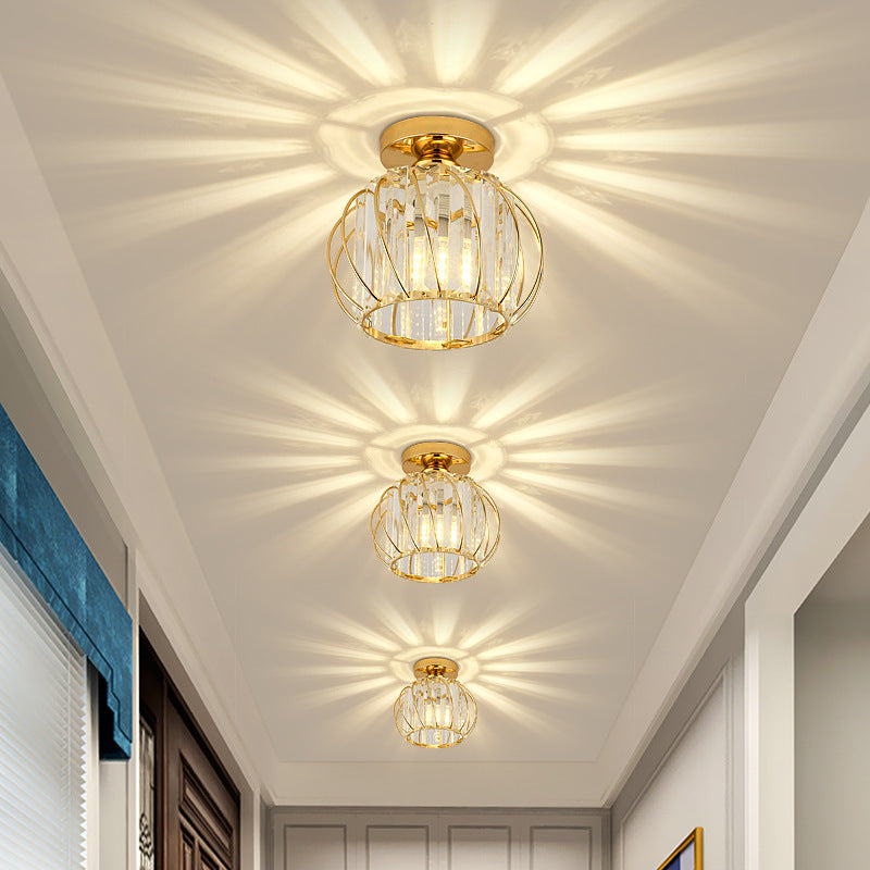 Crystal Ceiling Light Metal Gold Black E27 Entrance Bedroom Hallway Living Room Dining Room Hallway Luxury Interior | Sansoti