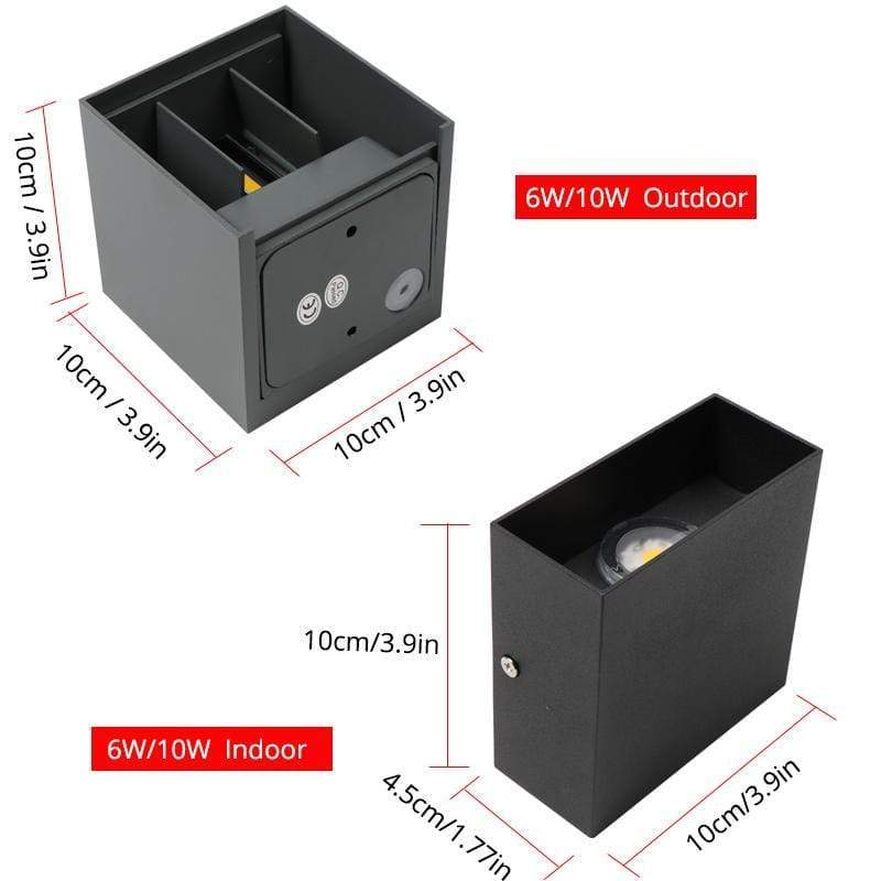 Square Outdoor Wall Light LED Adjustable Black White Gray Waterproof IP65 Metal Acrylic Garden Lighting | Sansoti