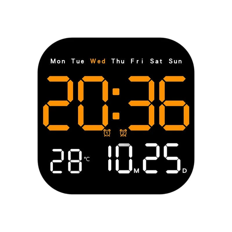 Digital Wall Clock with Remote Control Temperature Display Date Dimmable Modern Design for Office Bedroom | Sansoti