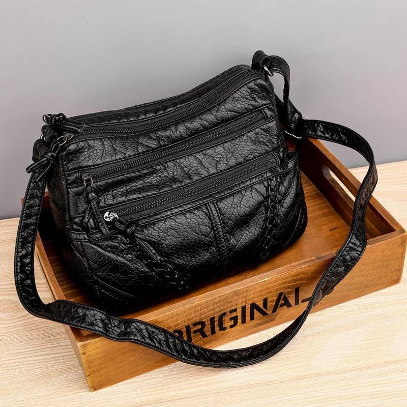 Schoudertas met Verstelbare Riem en Magnetische Sluiting Dames Handtas Crossbody Tas Bruin Zwart Kunstleer | Sansoti
