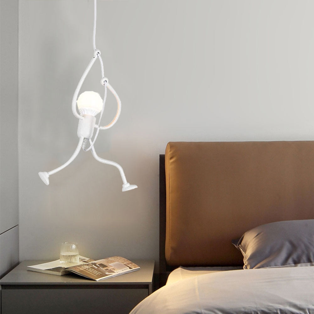 Suspension en métal en forme de figure LED E27 noir blanc design moderne éclairage intérieur salon salle à manger chambre | Sansoti
